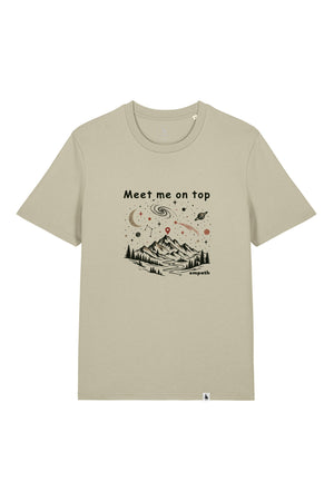 Tricou unisex Sting, print Meet me on top, Stone - față