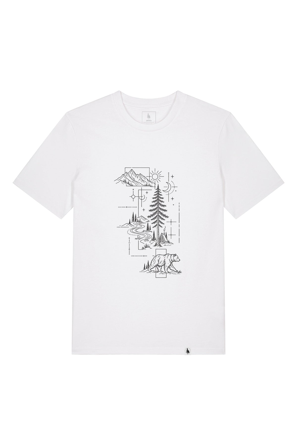 Tricou unisex Sting, print Line art nature, Alb - față