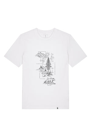 Tricou unisex Sting, print Line art nature, Alb - față