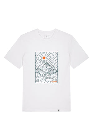 Tricou unisex Sting, print Horizons line art, Alb - față
