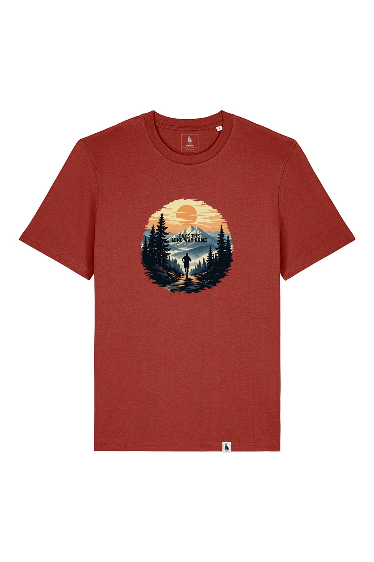 Tricou unisex Sting, print Long way, Earthy Red - față