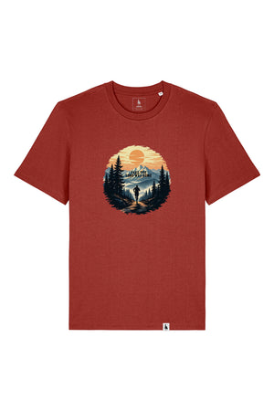 Tricou unisex Sting, print Long way, Earthy Red - față