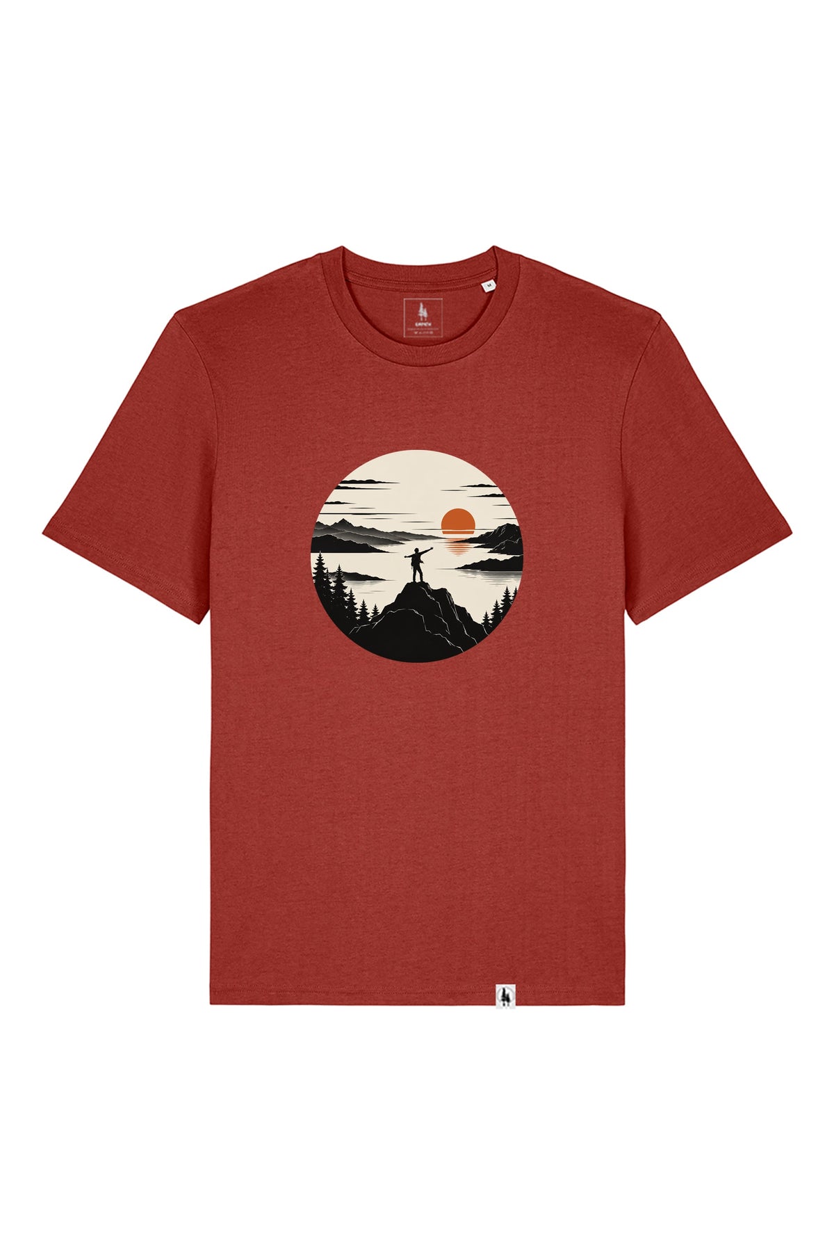 Tricou unisex Sting, print Explore more, Earthy Red - față