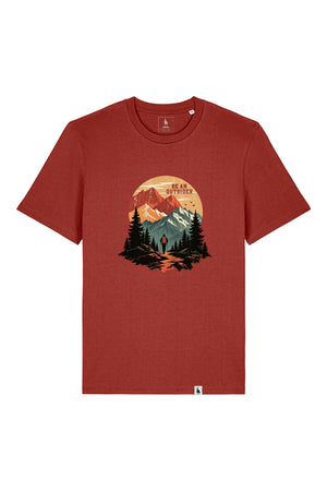 Tricou unisex Sting, print Be an outsider, Earthy Red - față