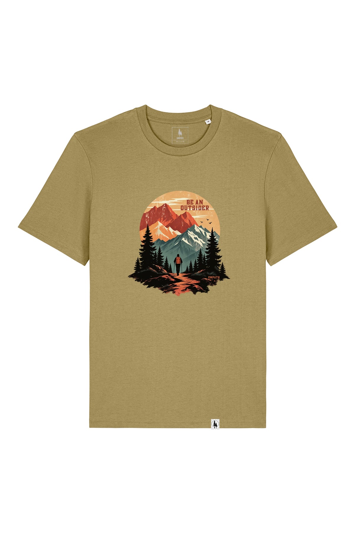 Tricou unisex Sting, print Be an outsider, Faded Olive - față