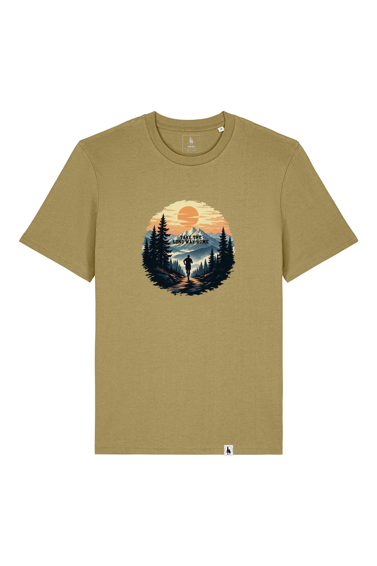 Tricou unisex Sting, print Long way, Faded Olive - față