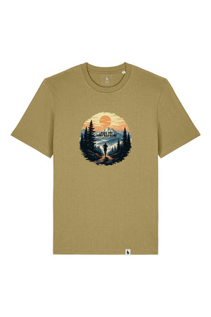 Tricou unisex Sting, print Long way, Faded Olive - față