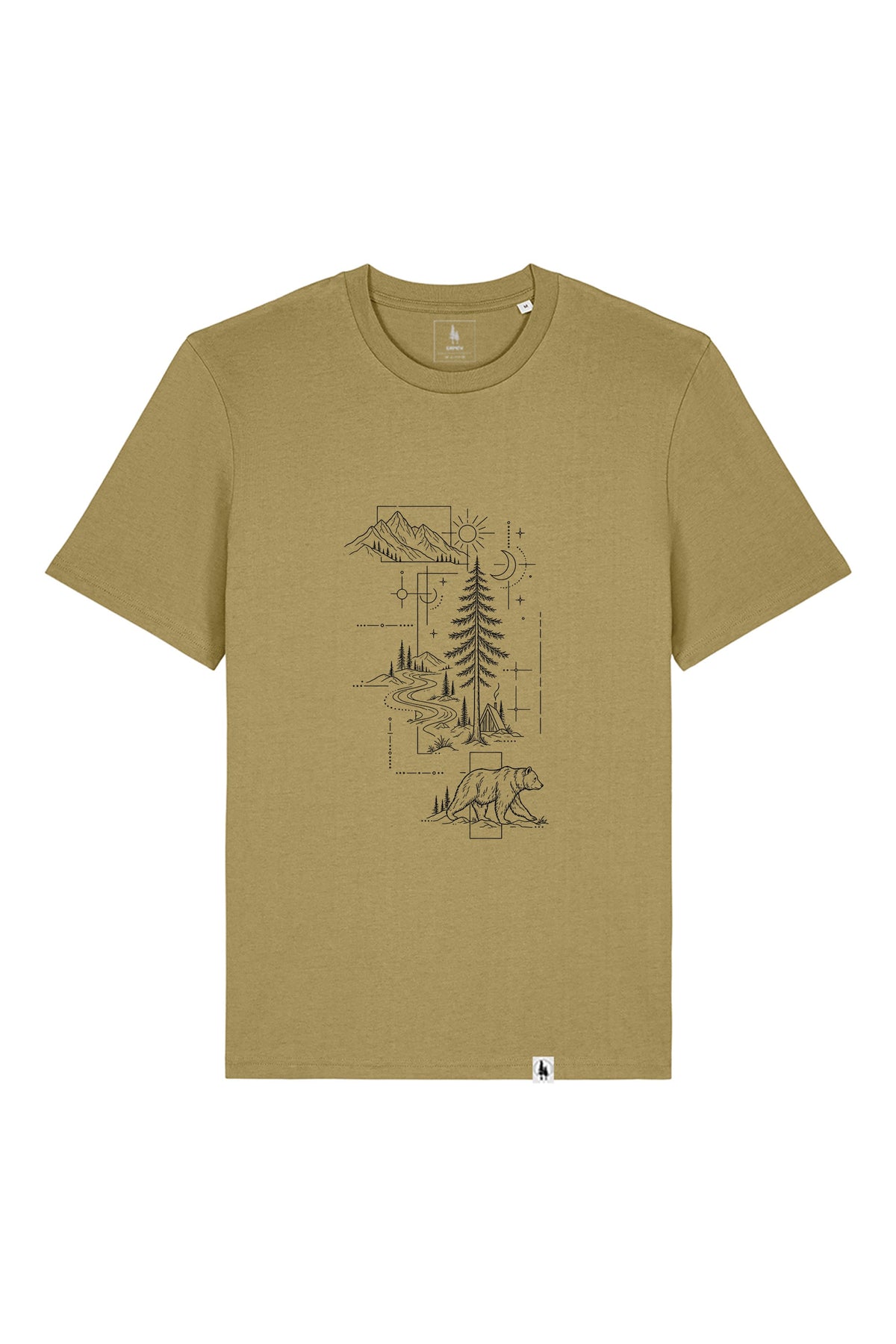 Tricou unisex Sting, print Line art nature, Faded Olive - față