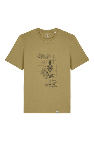 Tricou unisex Sting, print Line art nature, Faded Olive - față