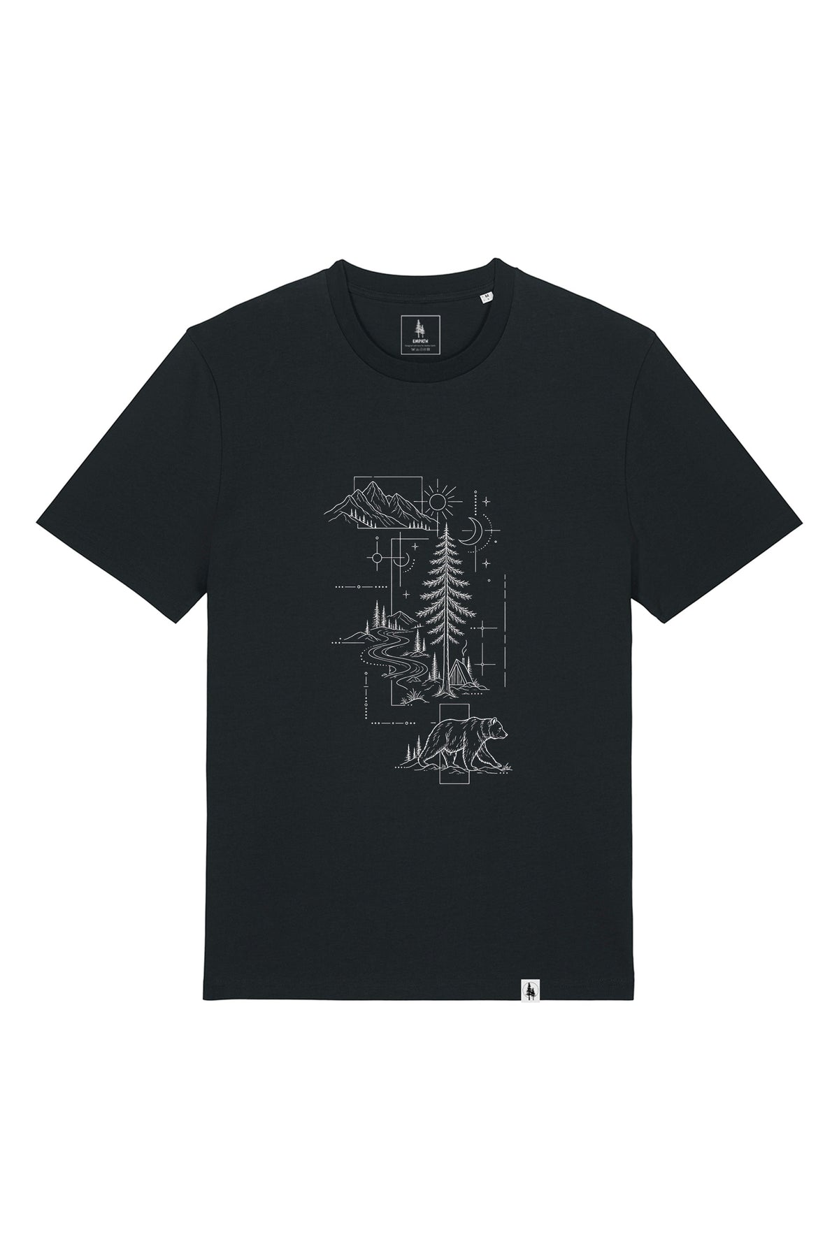 Tricou unisex Sting, print Line art nature, Negru - față