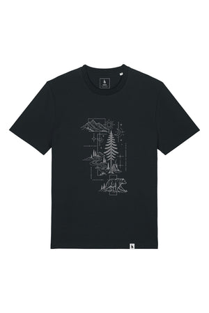 Tricou unisex Sting, print Line art nature, Negru - față