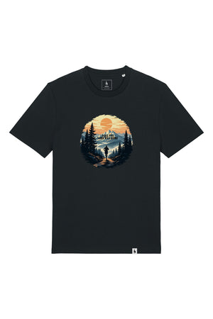 Tricou unisex Sting, print Long way, Negru - față