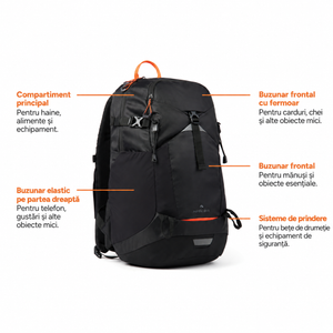 Rucsac drumeție Nordic Drift Trail RCS, 24L - compartimente și buzunare