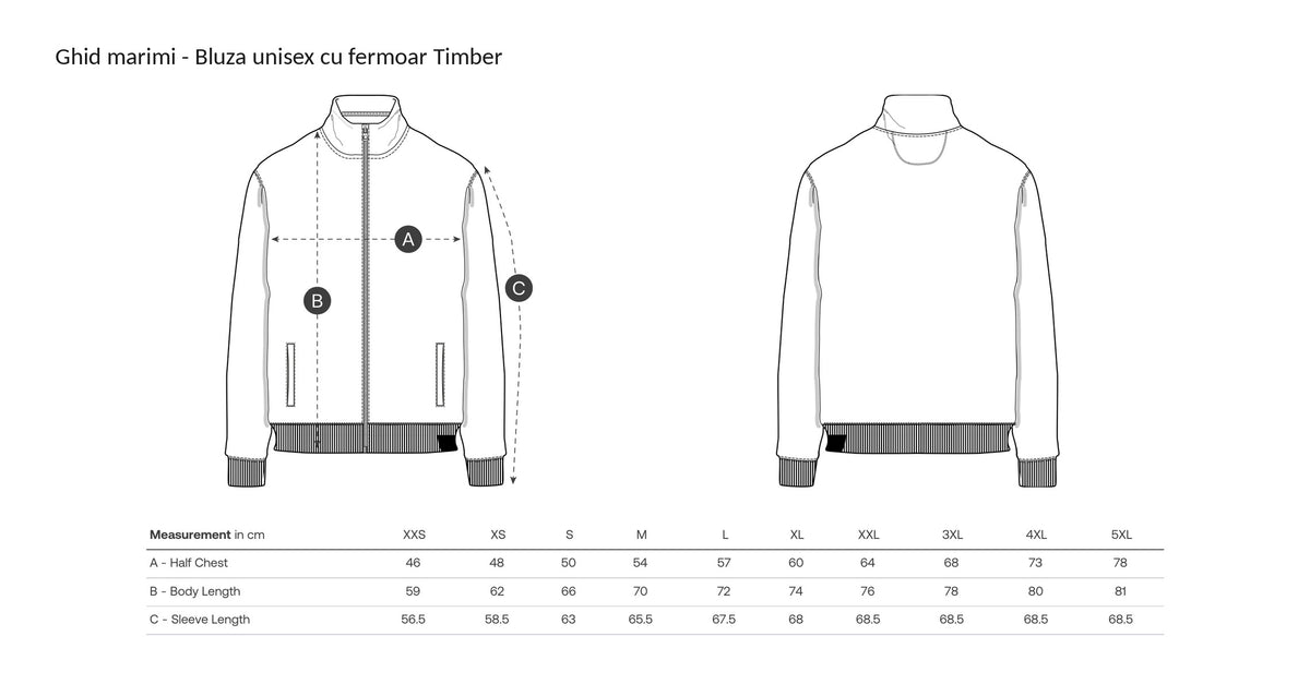 Bluză unisex cu fermoar Timber