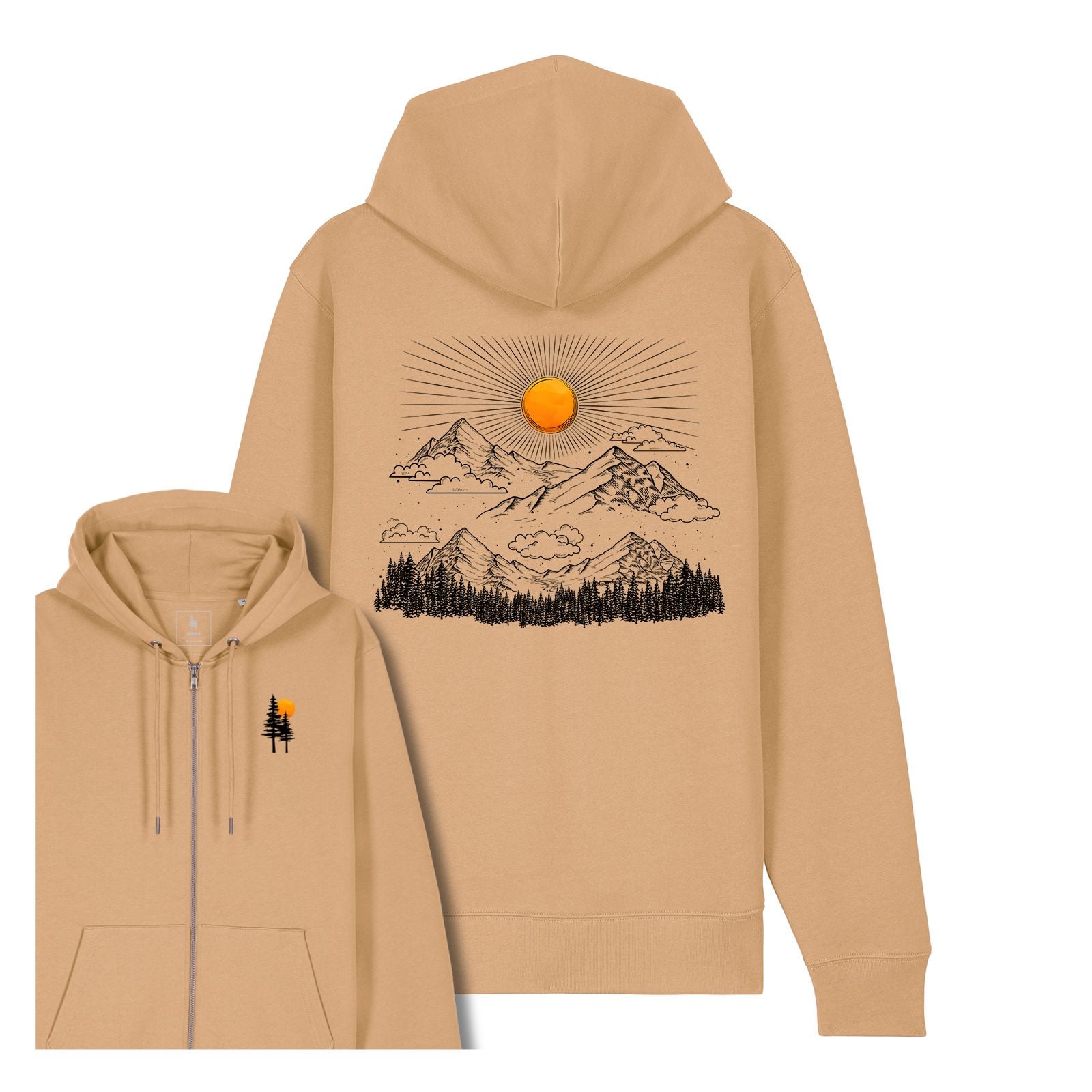 Hanorac premium cu fermoar Korin, print Sunrise in the Mountains
