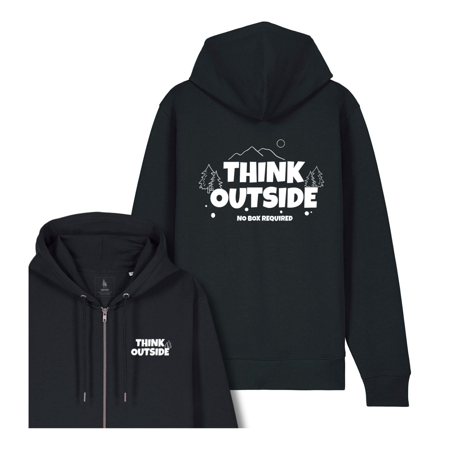 Hanorac premium cu fermoar Korin, print Think outside