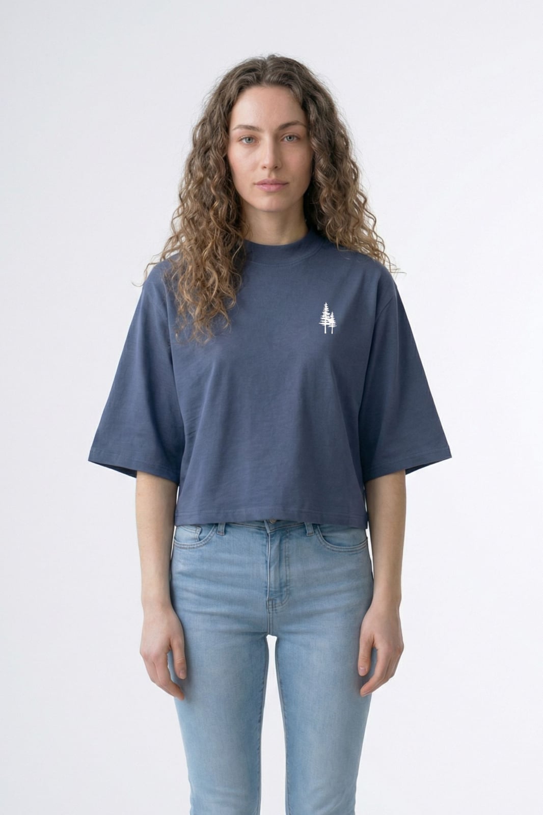 Tricou dama cropped fit, bumbac reciclat
