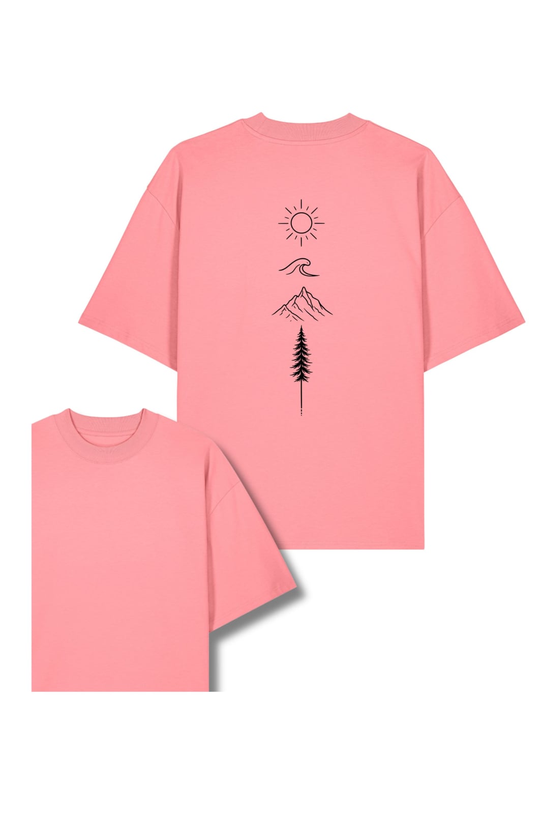 Tricou unisex Blaro, print Flow Line, oversized fit
