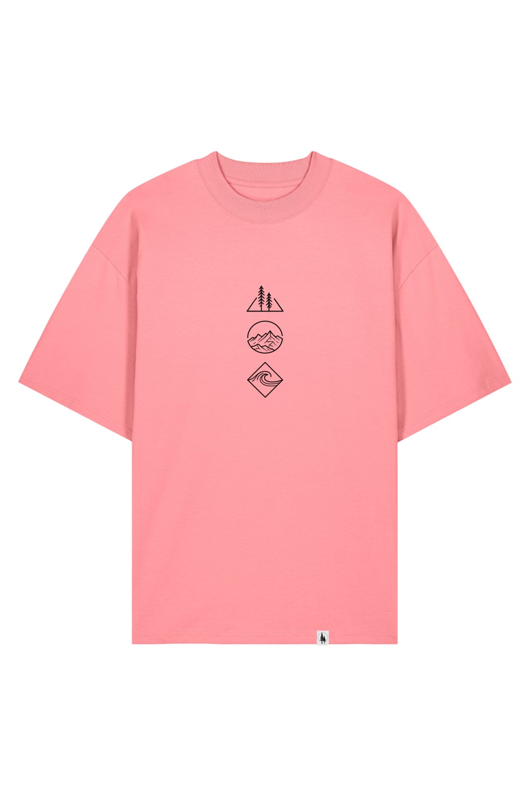 Tricou unisex Blaro, print Waves & Pines, oversized fit