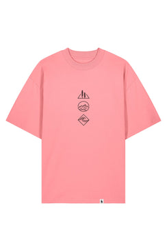 Tricou unisex Blaro, print Waves & Pines, oversized fit