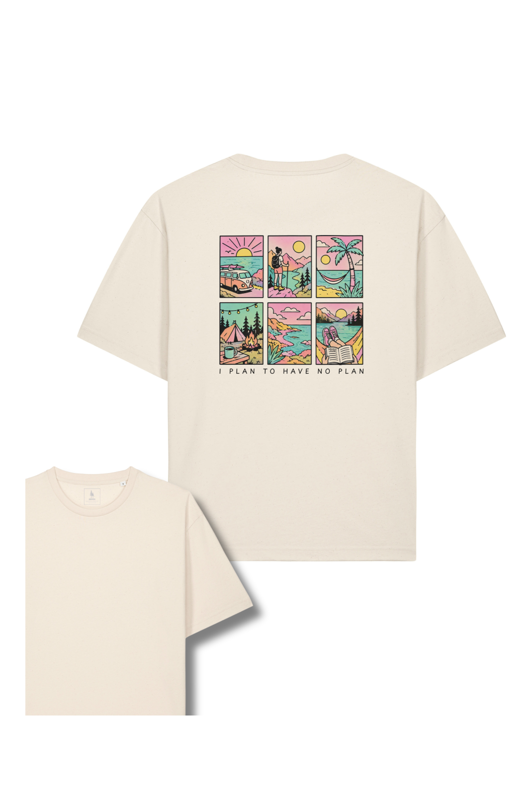 Tricou unisex Briz, print I plan to have no plan, relaxed fit
