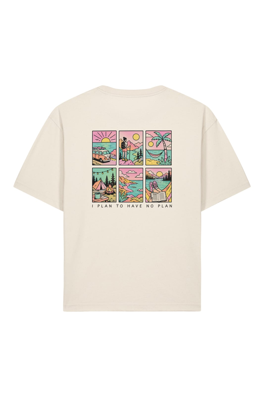 Tricou unisex Briz, print I plan to have no plan, relaxed fit