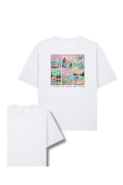 Tricou unisex Briz, print I plan to have no plan, relaxed fit