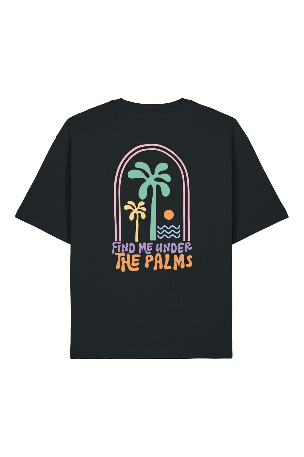 Tricou unisex Briz, print Find me under the palms, relaxed fit