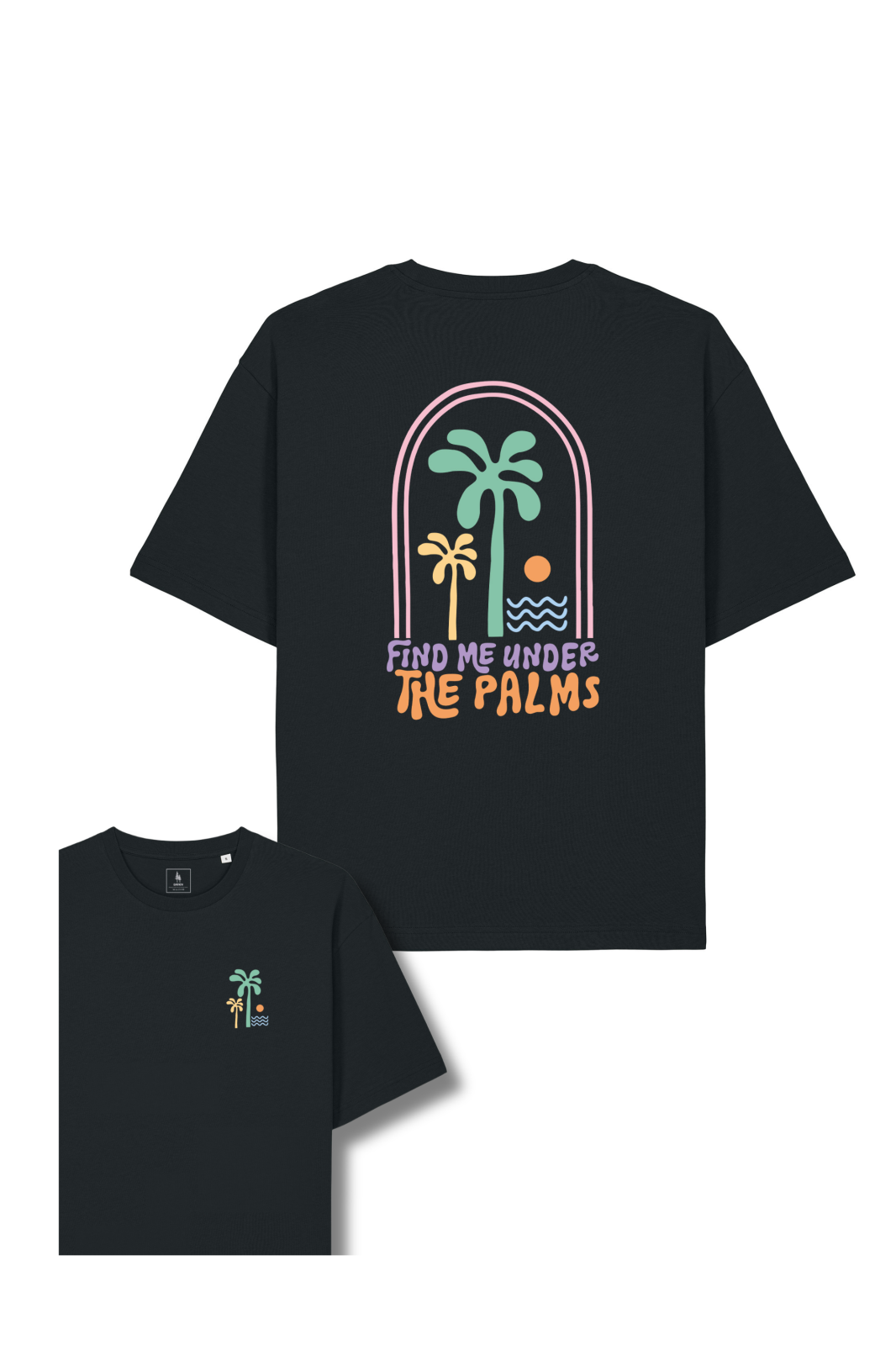 Tricou unisex Briz, print Find me under the palms, relaxed fit