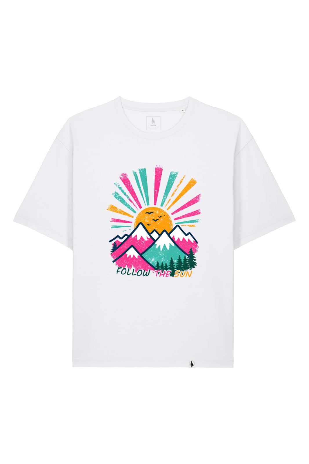 Tricou unisex Briz, print Follow the sun, relaxed fit