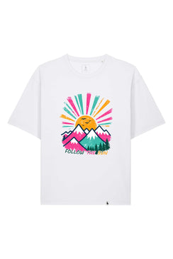 Tricou unisex Briz, print Follow the sun, relaxed fit