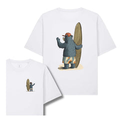 Tricou unisex Briz, print Old time surfing bear, relaxed fit