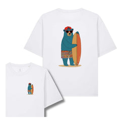 Tricou unisex Briz, print Summer time bear, relaxed fit