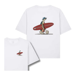 Tricou unisex Briz, print Turtle surfer, relaxed fit